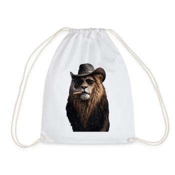 Lion avec chapeau, lunettes de soleil et cigares - Sac de sport léger - blanc - Devant
