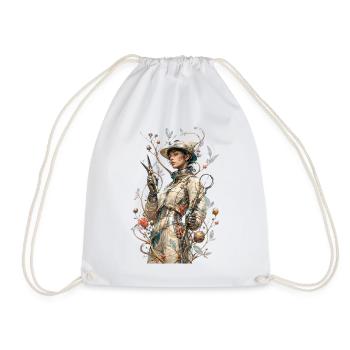 Steampunk-Blumenastronaut - Turnbeutel - Weiß - Vorne