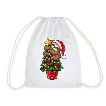 Weihnachten Faultier Tannenbaum Geschenkidee - Turnbeutel - Weiß - Vorne