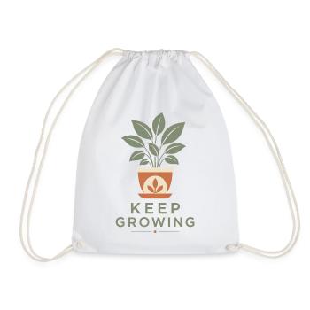 Keep Growing Pflanze Blumentopf Spruch Statement - Turnbeutel - Weiß - Vorne