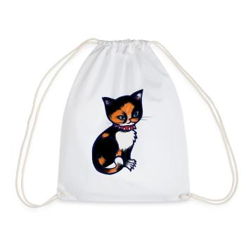 Calico-Katze mit Stachelhalsband - Turnbeutel - Weiß - Vorne