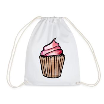Cupcake-Wirbel-Skizze auf Schwarz - Turnbeutel - Weiß - Vorne