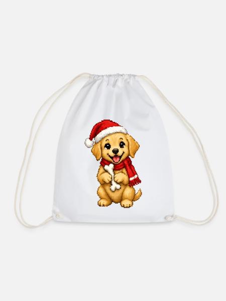 Golden Retriever Welpe Weihnachtsmütze Weihnachten - Turnbeutel - Weiß