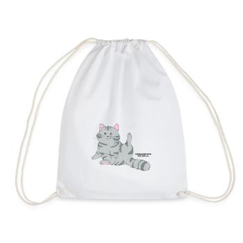 🐾 Grau getigerte Katze🐱 - Turnbeutel - Weiß - Vorne