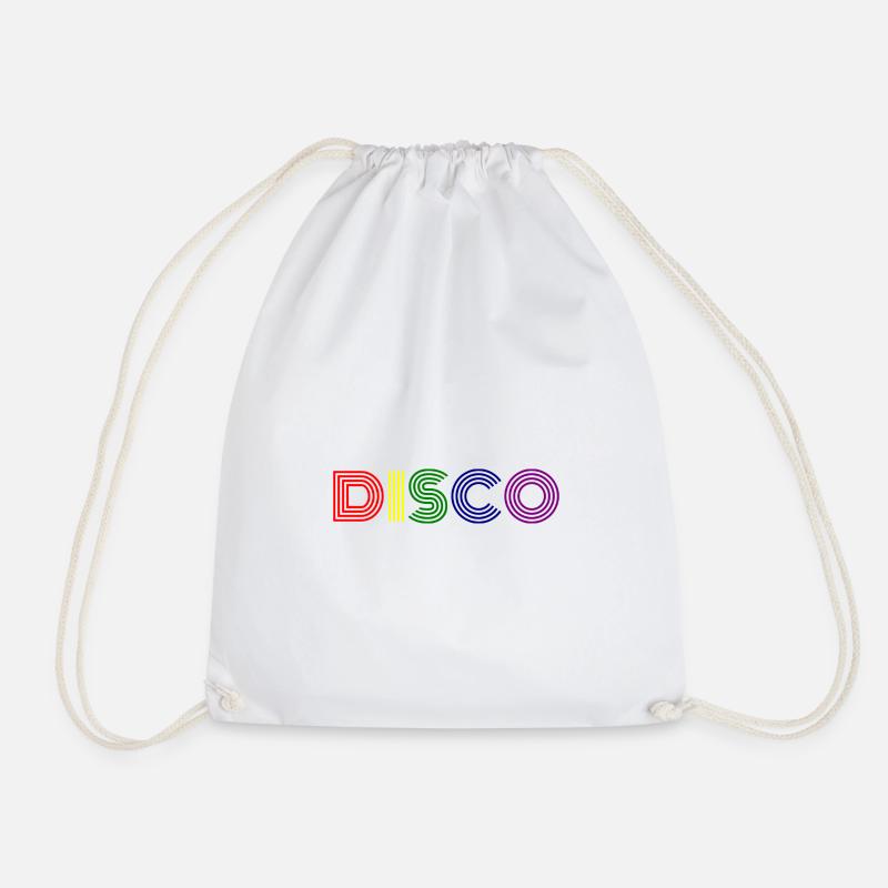 Disco Neon Stripes Retro - Drawstring Bag - white