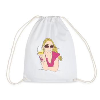 Wine Wine Bottle Glass Bottle Barrels Glasses63 - Drawstring Bag - white - Front