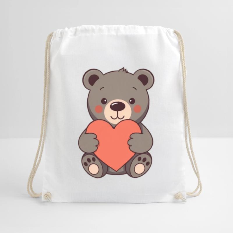 Bär mit rotem Herz Geschenk Mutter Muttertag Turnbeutel