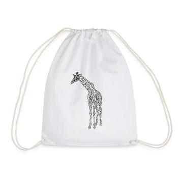 Giraffe art lines #giraffe - Drawstring Bag - white - Front