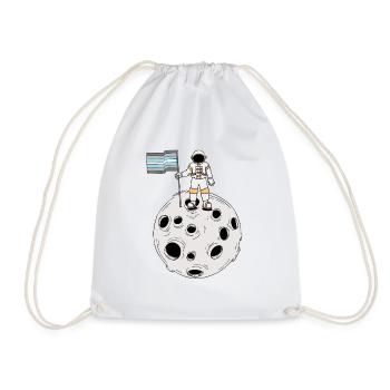 Demiboy astronaut on the moon Demiboy flag - Drawstring Bag - white - Front