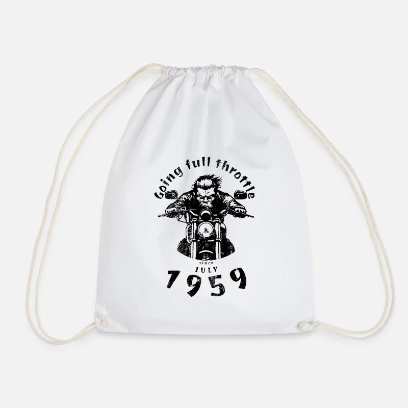 66. Birthday Going full throttle since 07/1959 - Drawstring Bag - white