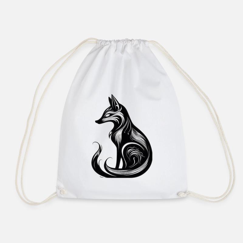 Minimalistic Black & White Fox - Turnbeutel - Weiß