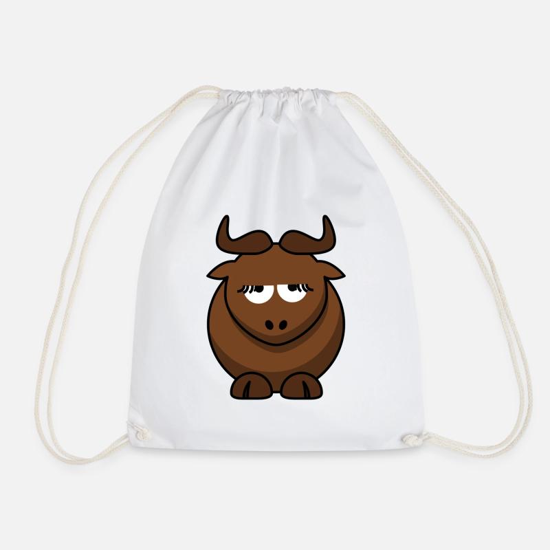Sleeping Bull Cartoon - Drawstring Bag - white