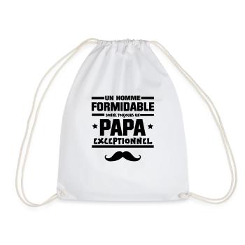 t-shirt PAPA EXCEPTIONNEL MOUSTACHE - Sac de sport léger - blanc - Devant