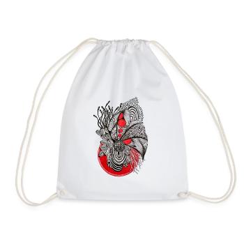 Red Orbs Line Plant - Drawstring Bag - white - Front