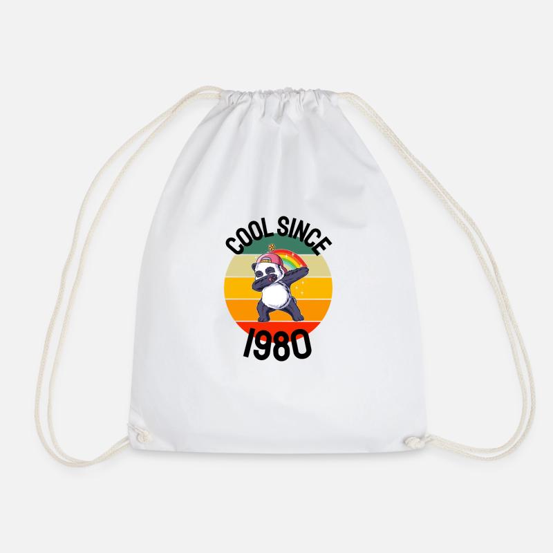Cool Since 1980 Retro Dabbing Panda 42nd Birthday - Drawstring Bag - white