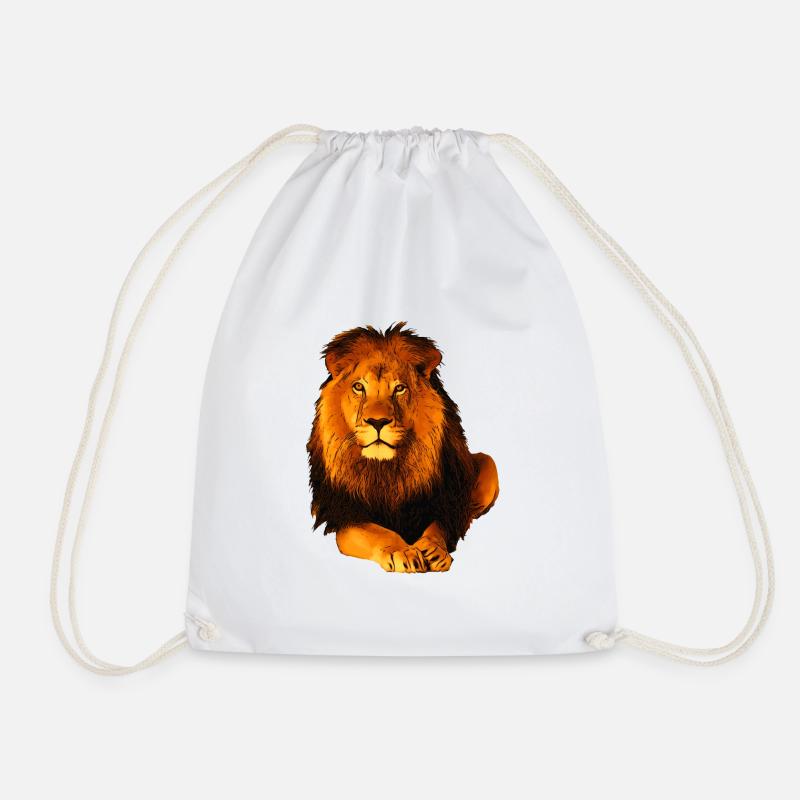 lion - Drawstring Bag - white
