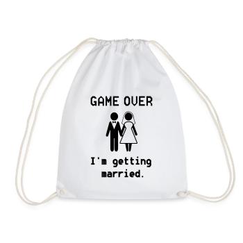 Bachelor Party Game Over Wedding Shower Marriage - Drawstring Bag - white - Front