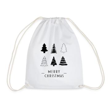 Merry Christmas | Tannenbäume Skizzen Minimalist - Turnbeutel - Weiß - Vorne