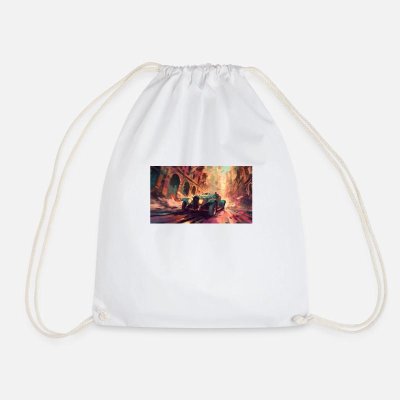Oldtimer Car - Drawstring Bag - white
