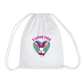 I love you lapin drôle lunettes happy easter day - Sac de sport léger - blanc - Devant