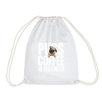 Pugs Coffee Is All I Need Design - Drawstring Bag - white - Front