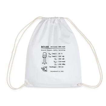BC108 Iconic Silicon Transistor [black text] - Drawstring Bag - white - Front