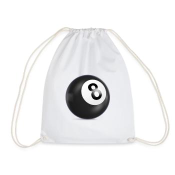 Black 8,Billiard Ball,N8,Billiard Ball,Billiards - Drawstring Bag - white - Front