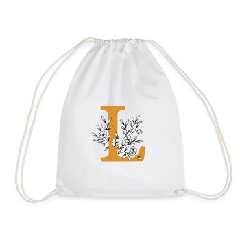 Letter first name "L" mustard - Drawstring Bag - white - Front
