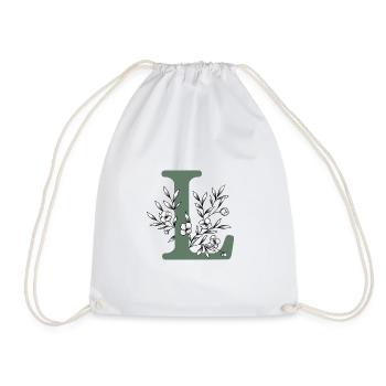 Letter first name "L" khaki - Drawstring Bag - white - Front