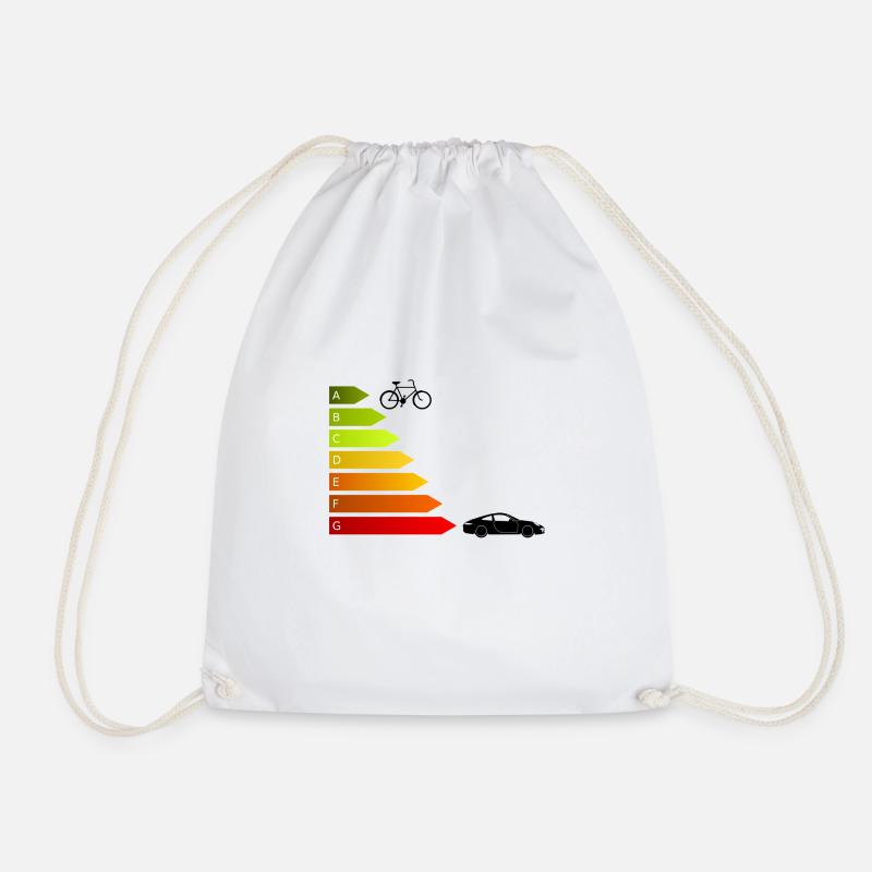Energy efficiency bike vs car - Drawstring Bag - white