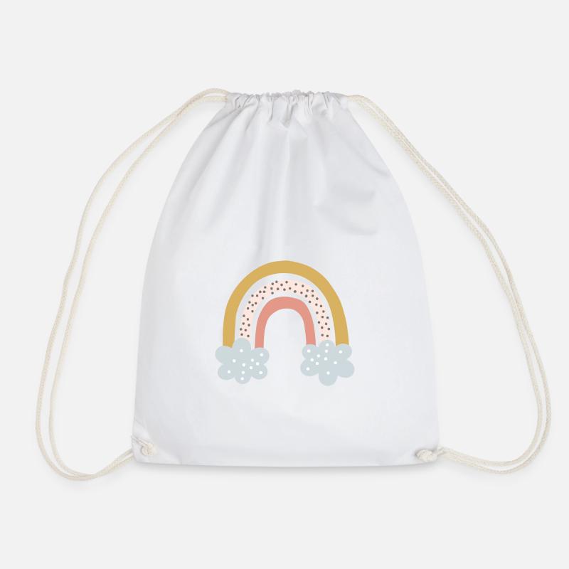 Regenbogen Hoffnung mit Wölkchen Kinderdesign - Turnbeutel - Weiß