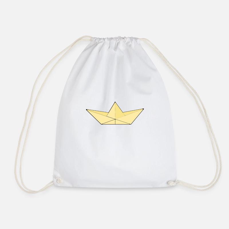 Paper ship beige/yellow - Drawstring Bag - white