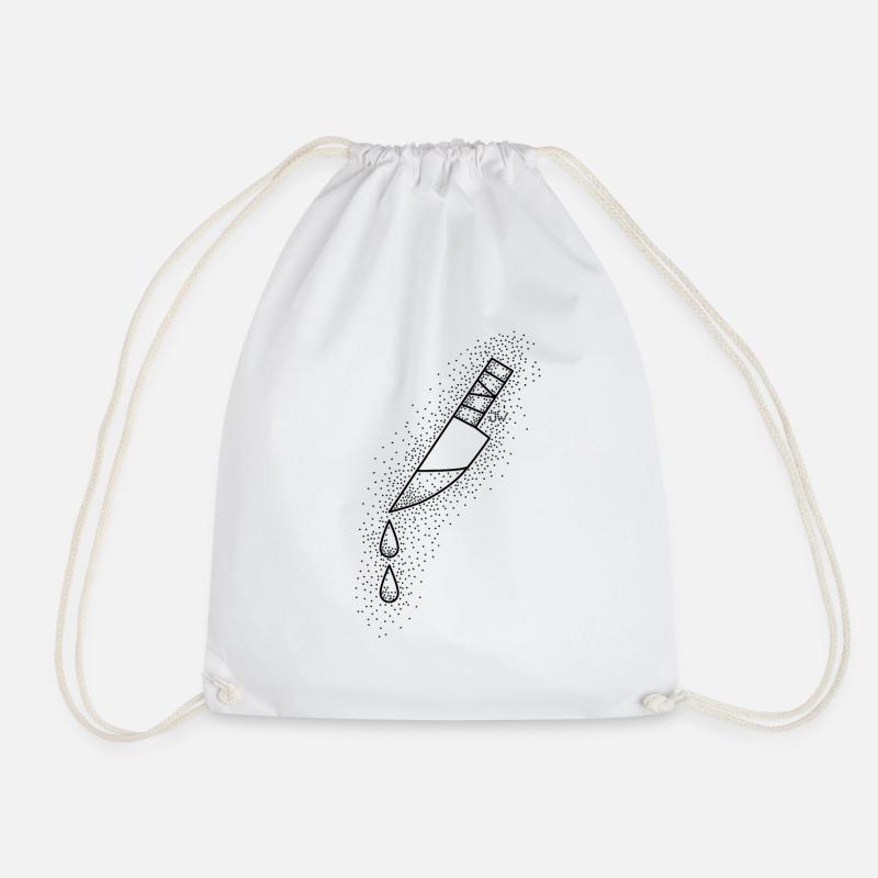 dripping knife - Drawstring Bag - white