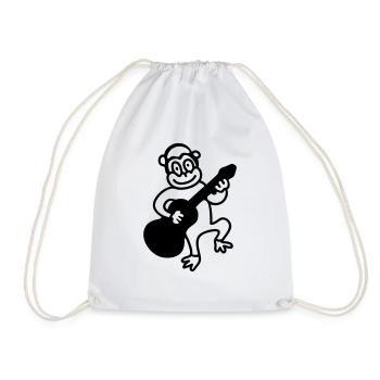 Monkey plays guitar - Line - Drawstring Bag - white - Front
