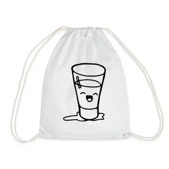 Glas 2 Glas halb voll, Smily glücklich - Turnbeutel - Weiß - Vorne