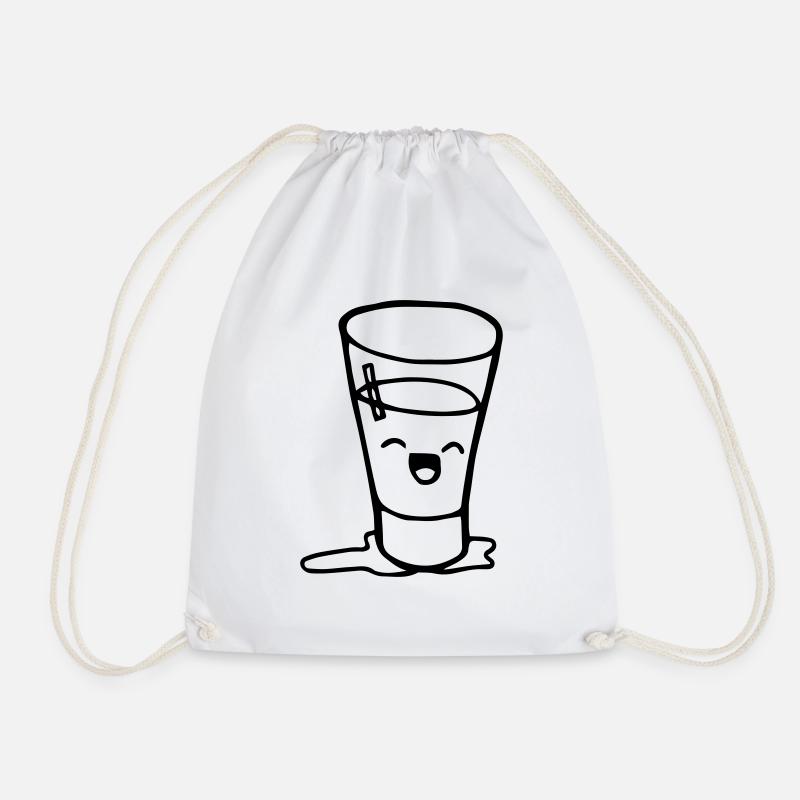 Glas 2 Glas halb voll, Smily glücklich - Turnbeutel - Weiß