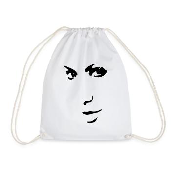 woman face - Drawstring Bag - white - Front