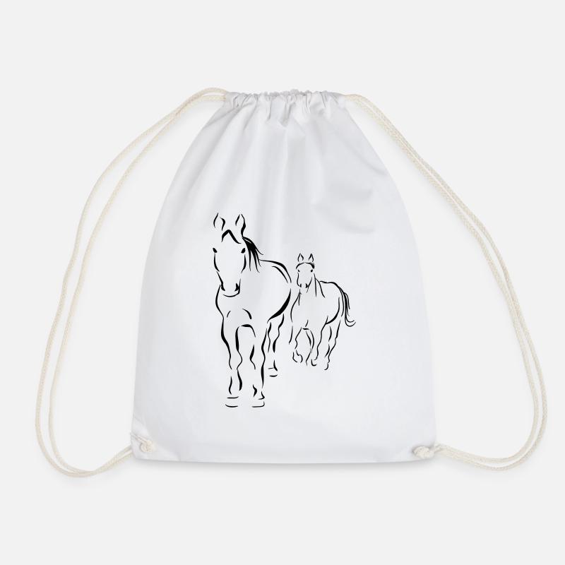 Horse Racing - Drawstring Bag - white