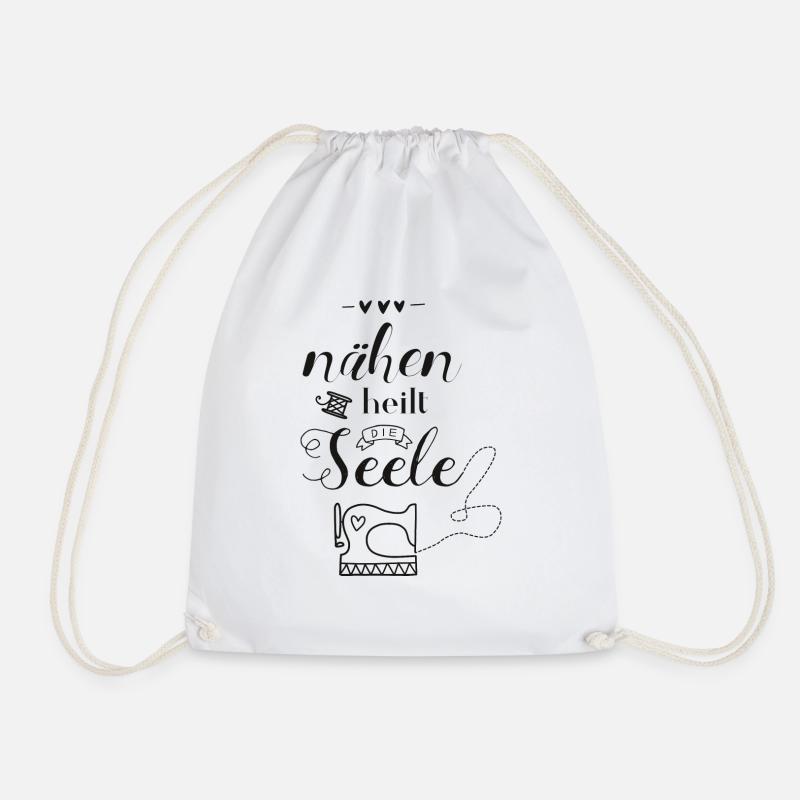 Sewing heals the soul - Drawstring Bag - white