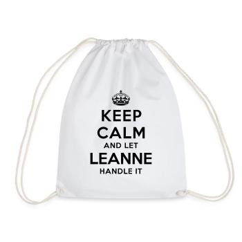 keep calm and let leanne handle it - Drawstring Bag - white - Front