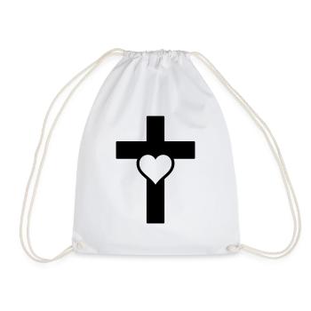 Heart Cross C - Drawstring Bag - white - Front