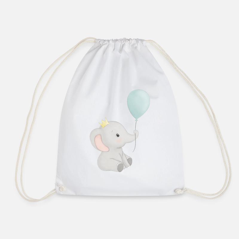 niedlicher Elefant mit Krone und Luftballon - Turnbeutel - Weiß