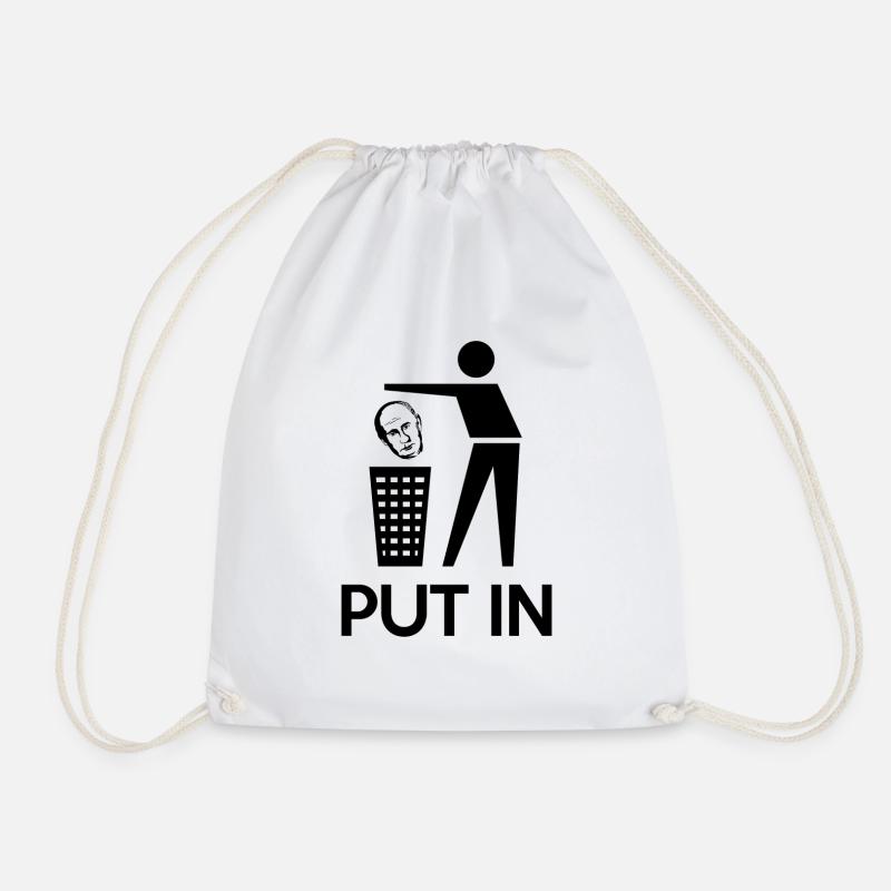 PUT IN ( ANTI WAR SYMBOL ) - Drawstring Bag - white