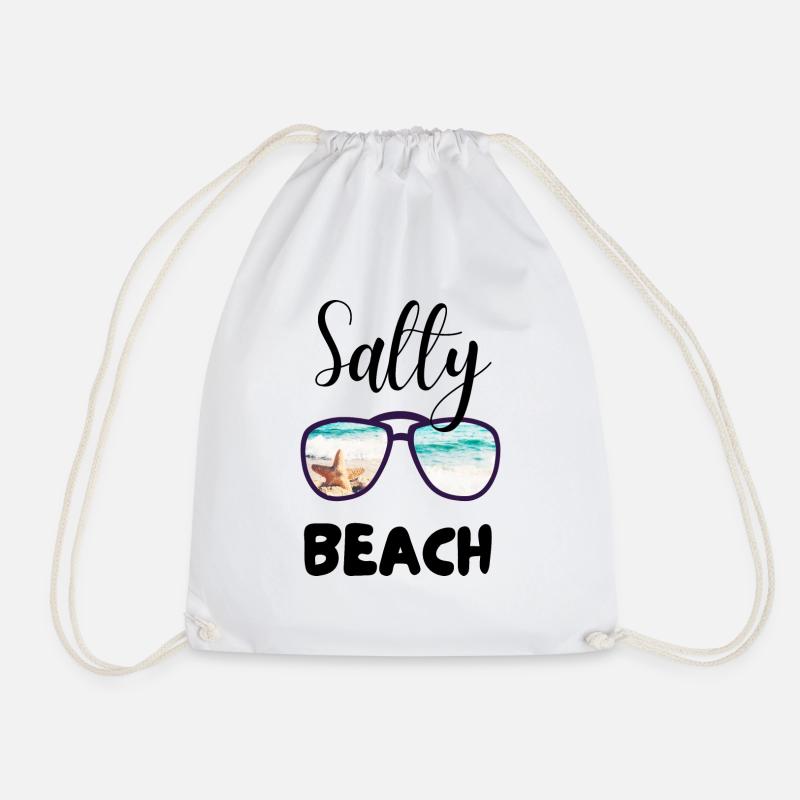 SALTY BEACH - Drawstring Bag - white