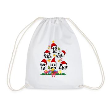Panda-Weihnachten. Weihnachtsgeschenk - Turnbeutel - Weiß - Vorne