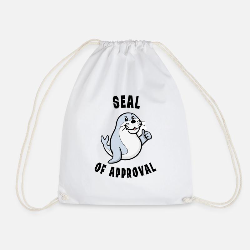 Fun pun - Seal of approval - Drawstring Bag - white