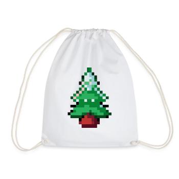 Christmas tree pixelated gift idea Christmas - Drawstring Bag - white - Front