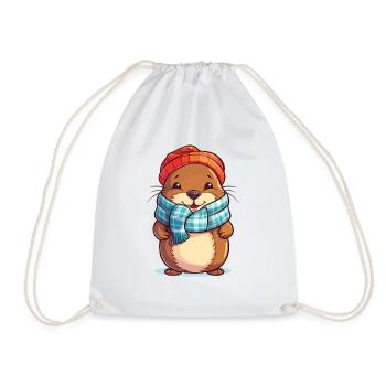Winterzauber mit knuffigem Bieber - Turnbeutel - Weiß - Vorne