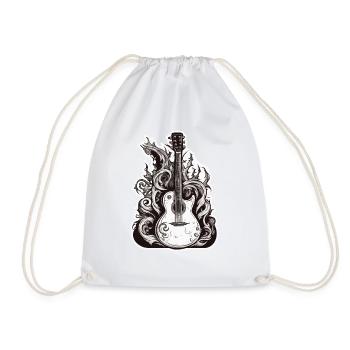 Rock n roll / Guitar / Music / Instrument - Drawstring Bag - white - Front