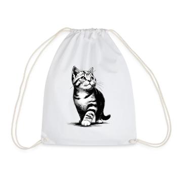 Adorable Kitten Pawsitively Charming Pet Lover - Drawstring Bag - white - Front